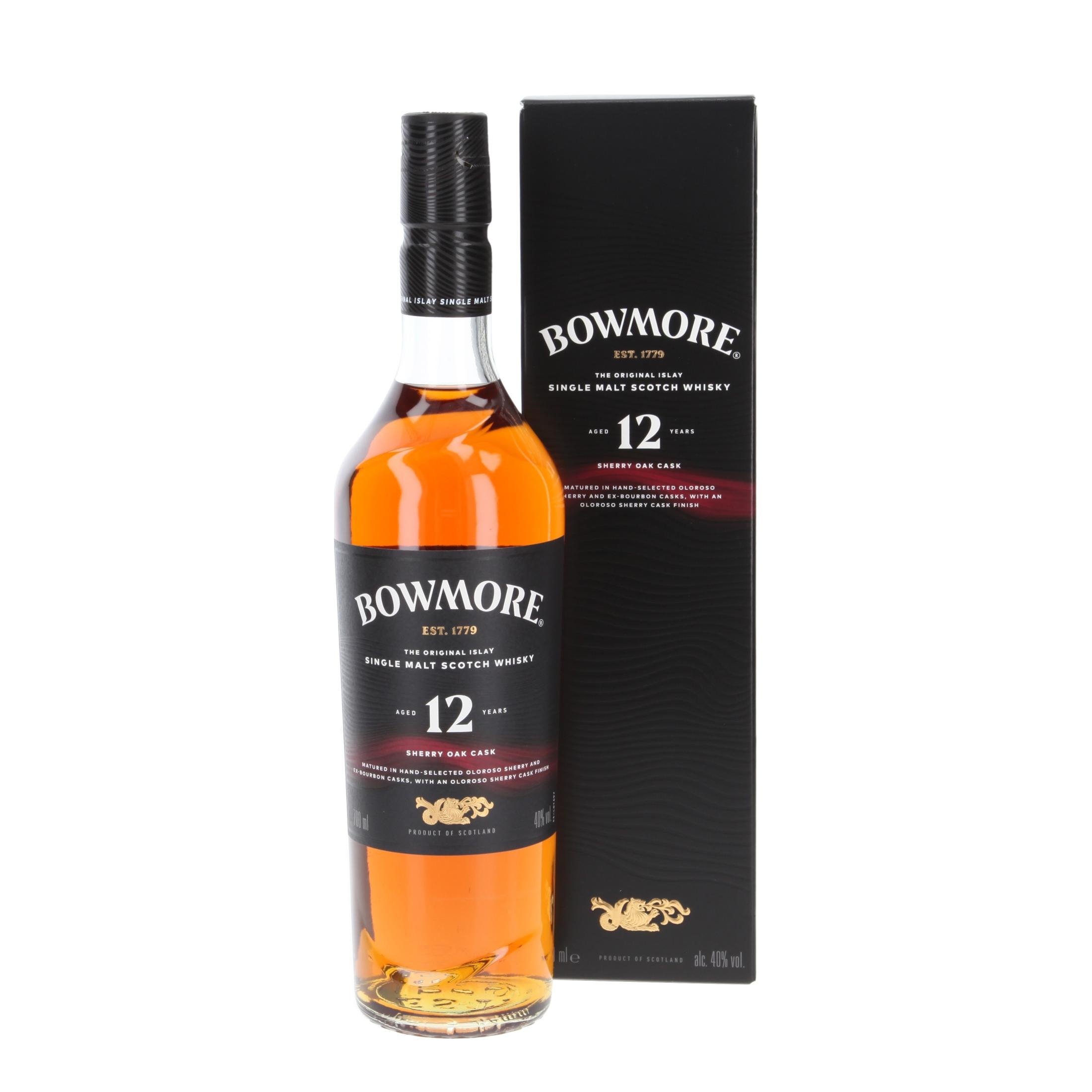 BOWMORE 12YO 43% sherry oak cask Islay single malt Whisky 70cl