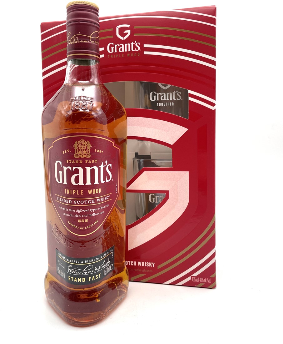 GRANT'S Whisky 40% 70CL met 2 tumblers 