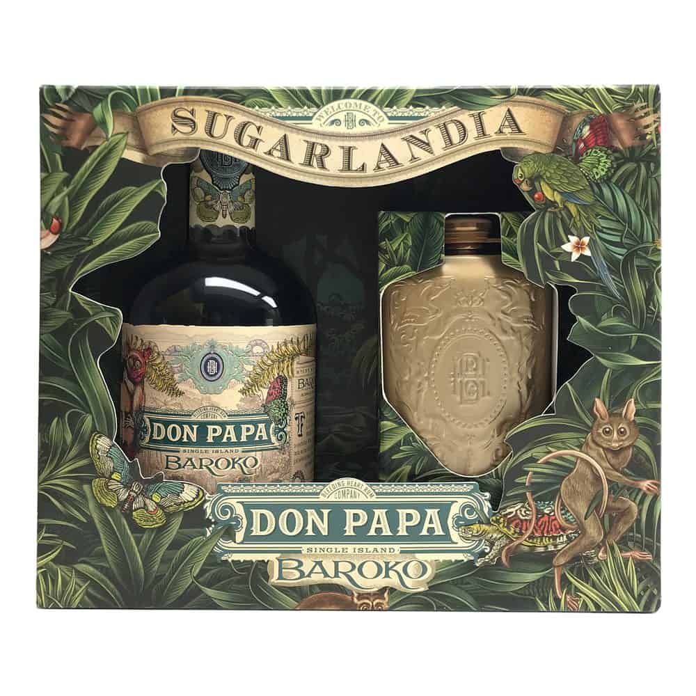 Don Papa Rum BAROKO 40% Giftpack met Hipflask 70cl